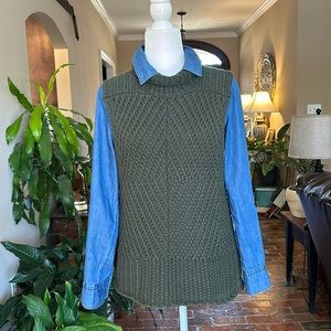 Chadwicks olive green roll neck sweater vest sz L